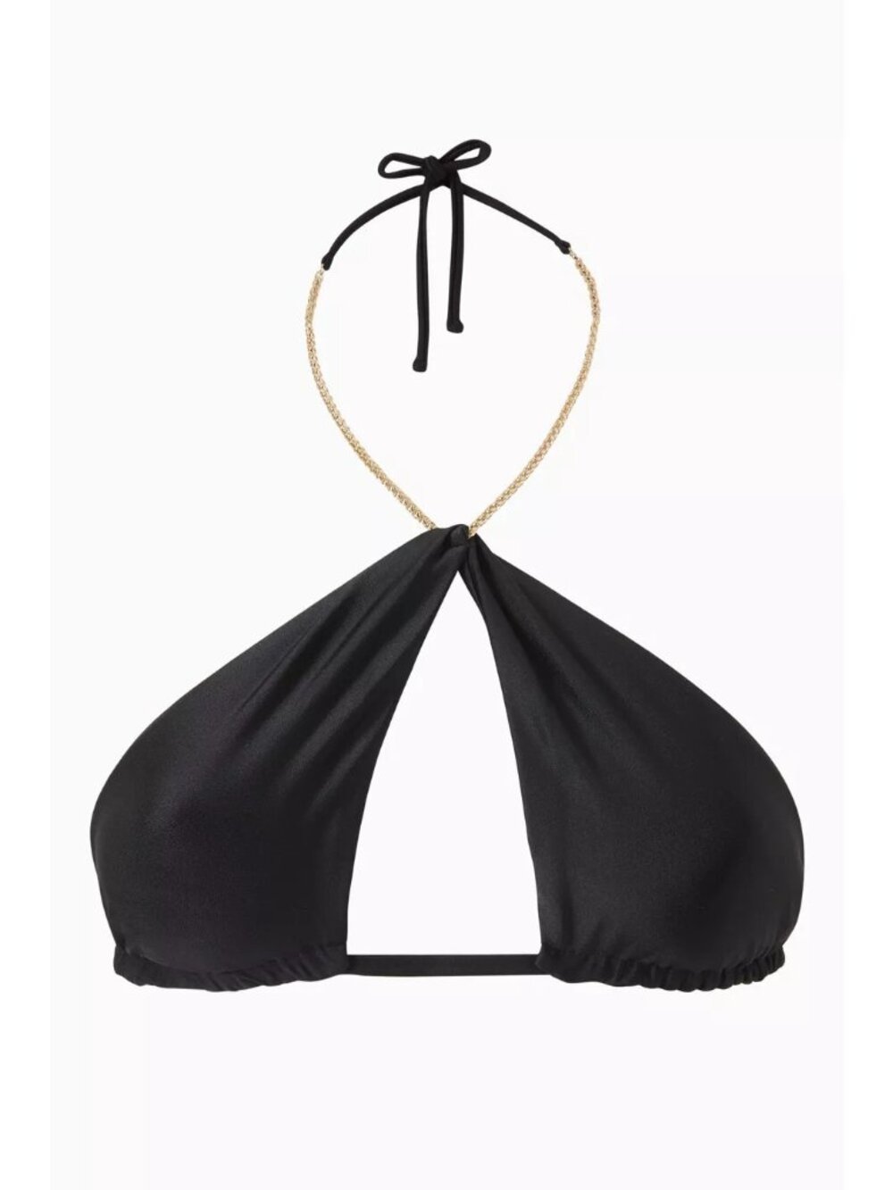 PQ Swim Womens Stretch Removable Pads Gwen Chain Bikini Top Black Size L NWT